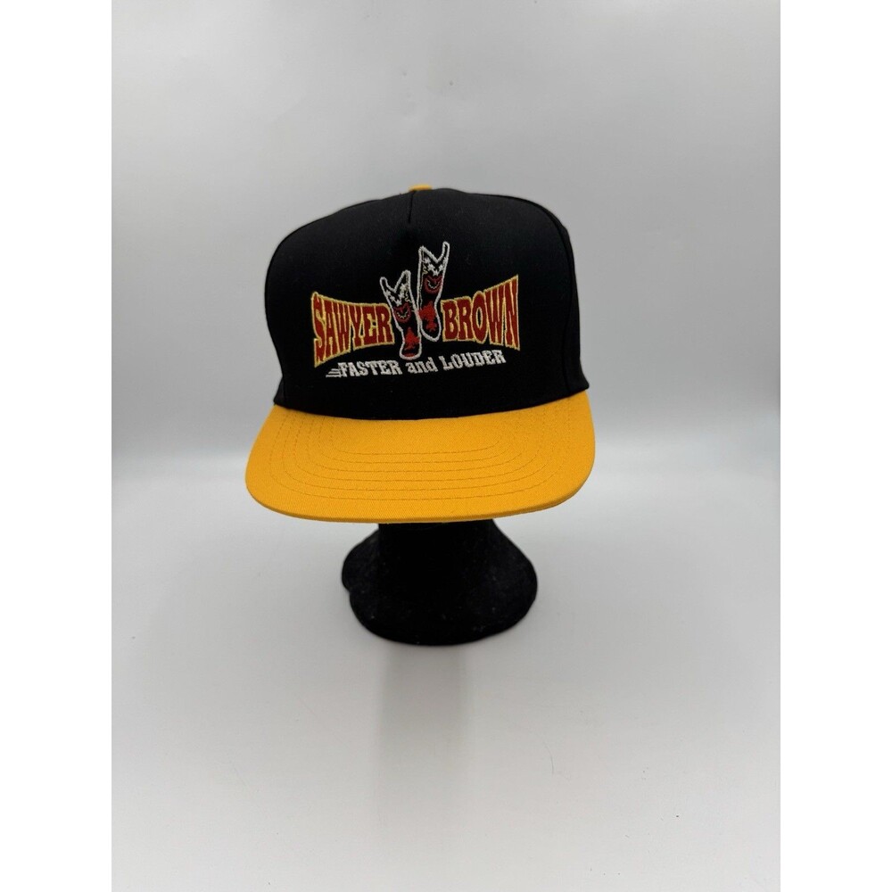 Vintage SAWYER BROWN Faster and Louder One Sz Snapback Concert Cap Black Yellow